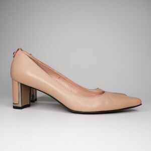 Stuart Weitzman Womens Heels Size 8 Pink Pointy Toe Leather Office Classic 90s